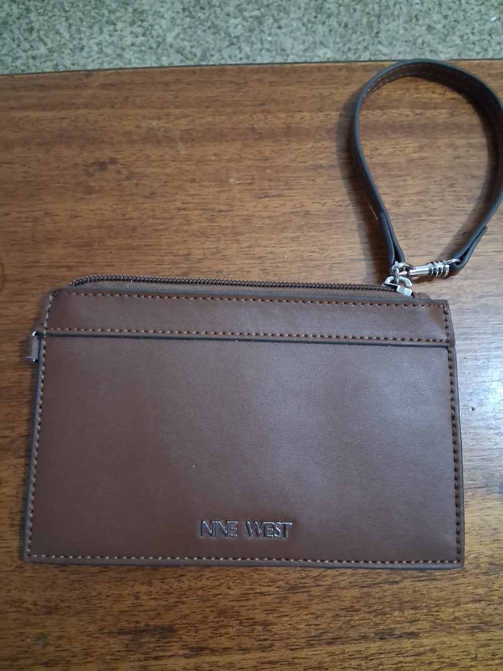Nine West Brown Leather Wristlet Card Case